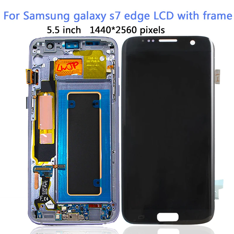 

Wholesale Original For Samsung Galaxy G9350 G935F G935FD LCD Screen Display ,for Samsung Galaxy S7 edge LCD with frame, Black/gold/blue/silver/pink