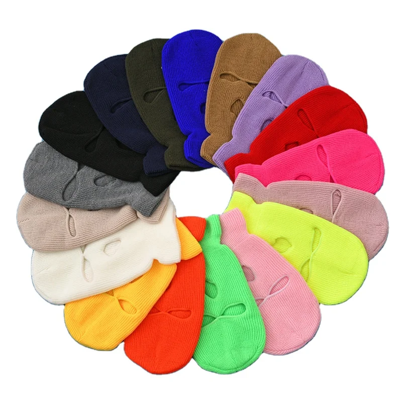 

Warm three-hole wool knitted beanie hat bandit baotou outdoor cycling windproof mask