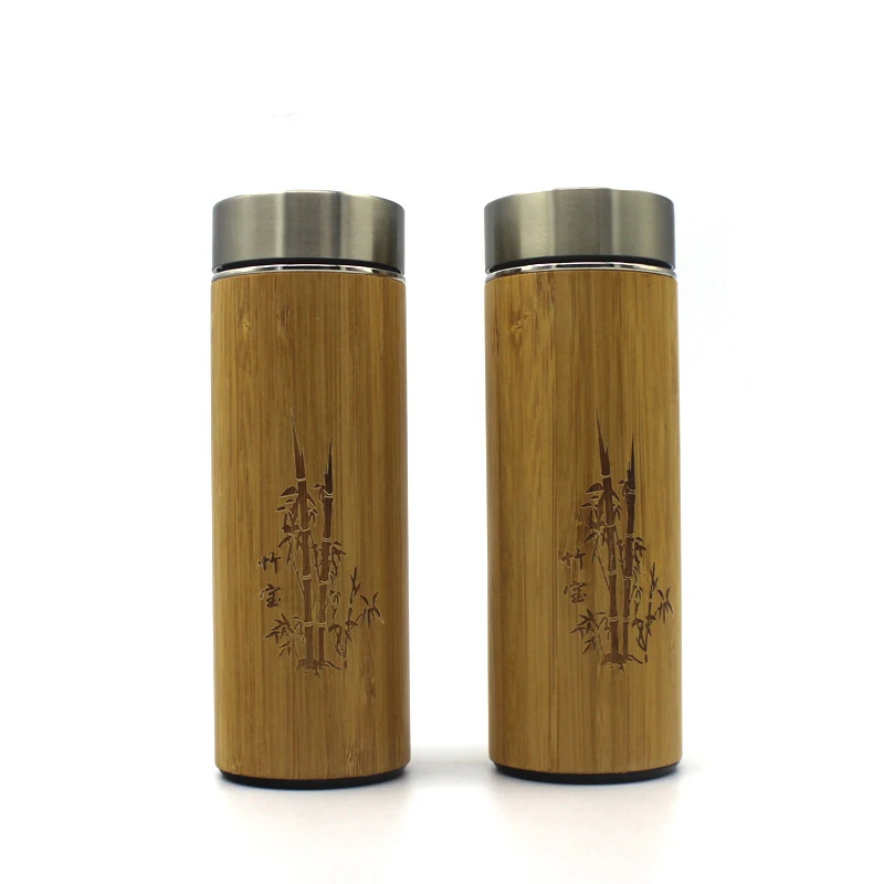 

Feiyou high quality products stainless steel wooden vacuum bamboo coffee cup travel bottle with customized logo