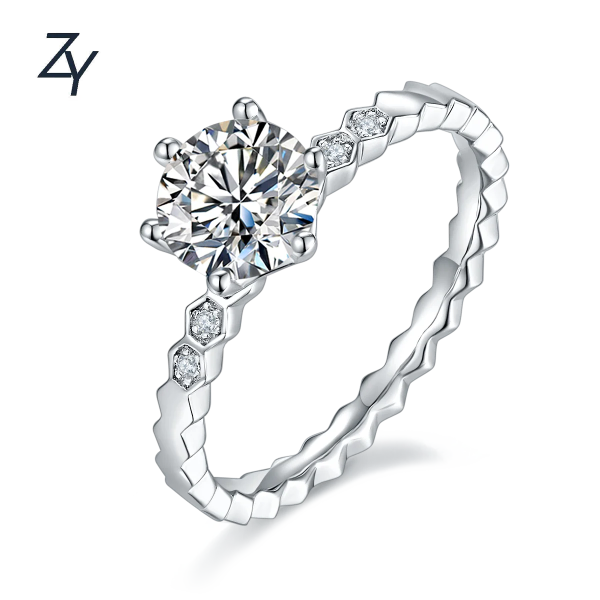 

Engagement Rings with Moissanite 1ct 6.5mm High Quality In Stock 925 Sterling Silver Ring Jewelry 18K Gold Plated Ring for Women