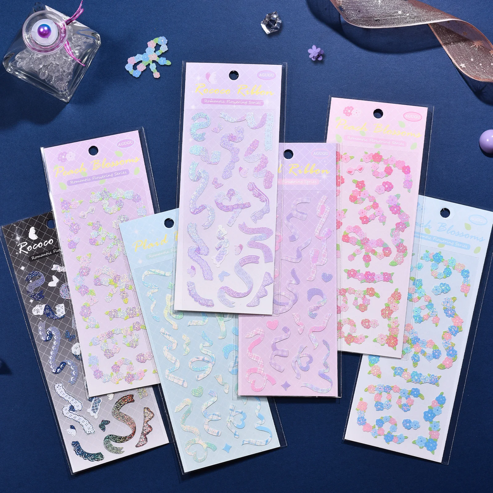 

1sheet/pack Glitter Colorful Ribbon Bow Series Laser Stickers Waterproof Scrapbooking Sticker Hand Account Photo Case Decor