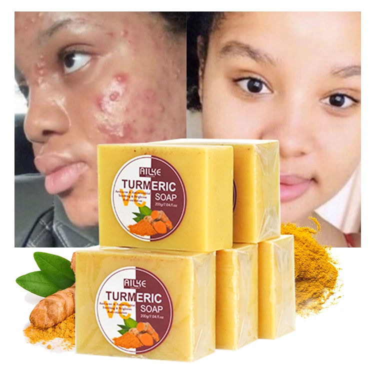 

Wholesale Women Skin Care Beauty Face Cleanser Anti-acne Pimple Remover Ginger Powder Vitamin C Organic Turmeric Soap