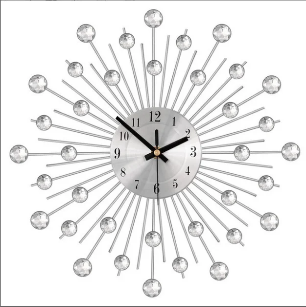 

Cheap metal modern decorative quartz silent wall clocks for home decoration, Silver