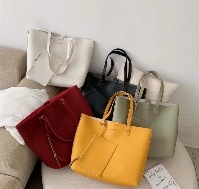 

Custom Women Leather bag Korea Trendy Style Fashion One Shoulder Big Lady Large Tote Bag Handbags 2019, 5 colors as pics