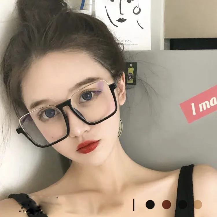 

china factory fashion big square sun glasses women black metal half frame sunglasses uv400