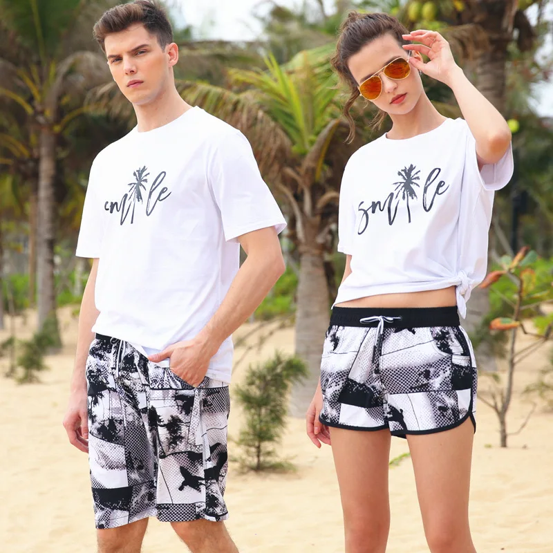 

Summer new four-sided stretch couples leisure beach pants beach men's quick-drying women beach shorts custom