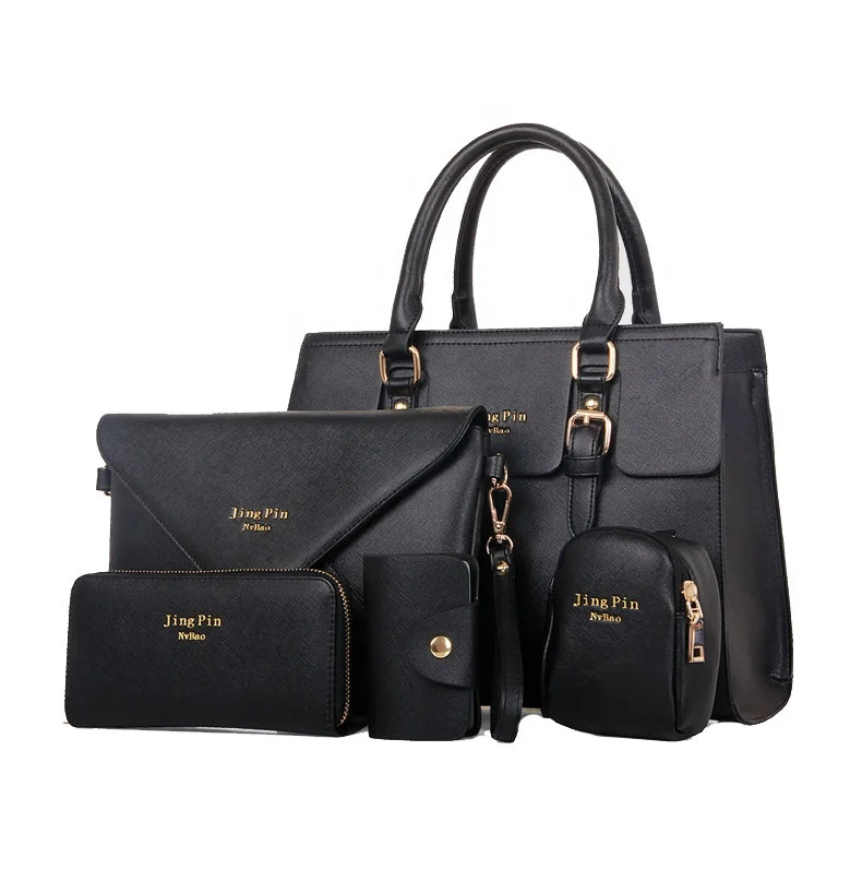 

Wholesale Cheap 5 Piece Set Pu Leather Key Case Tote Hand Bags With Custom Logo, 6 colors