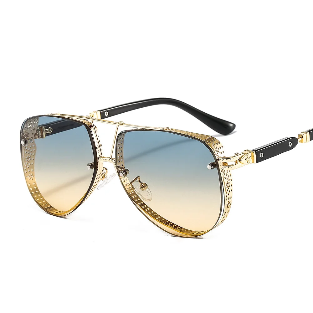 

LvCong Europe and America luxury large metal big frame gold metal sunglasses frame fashion metal men sunglasses