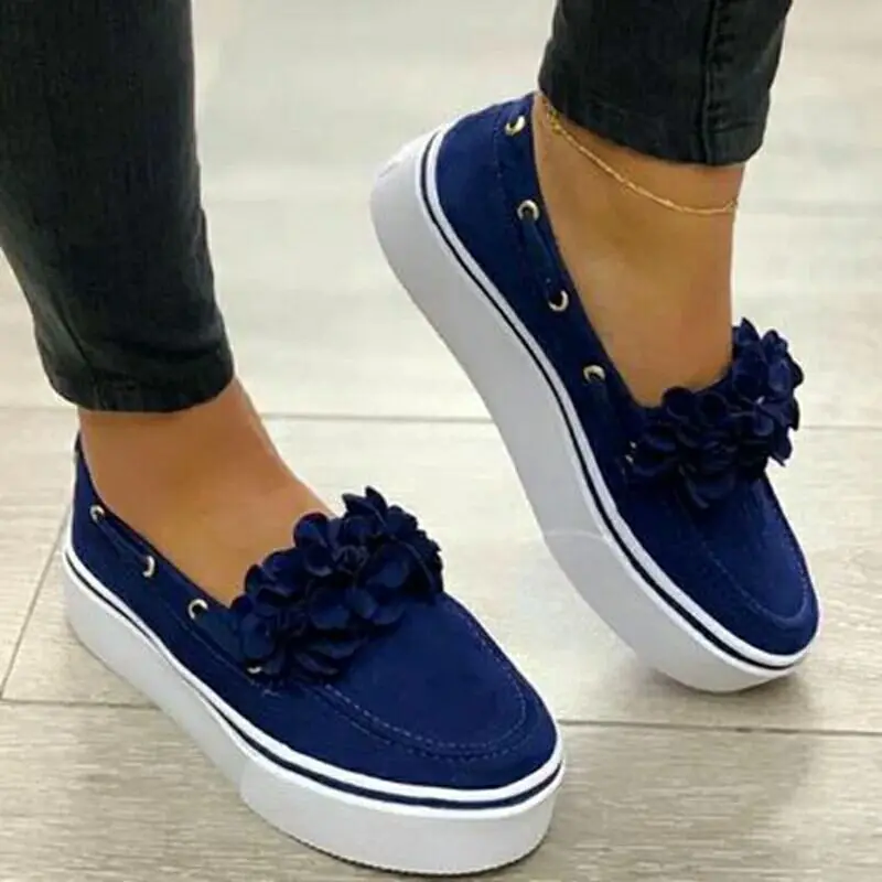 

Women Flats Shoes Platform Sneakers Slip On Suede Ladies Loafers Casual Floral Shoes Women Shoes zapatos de mujer, As picture