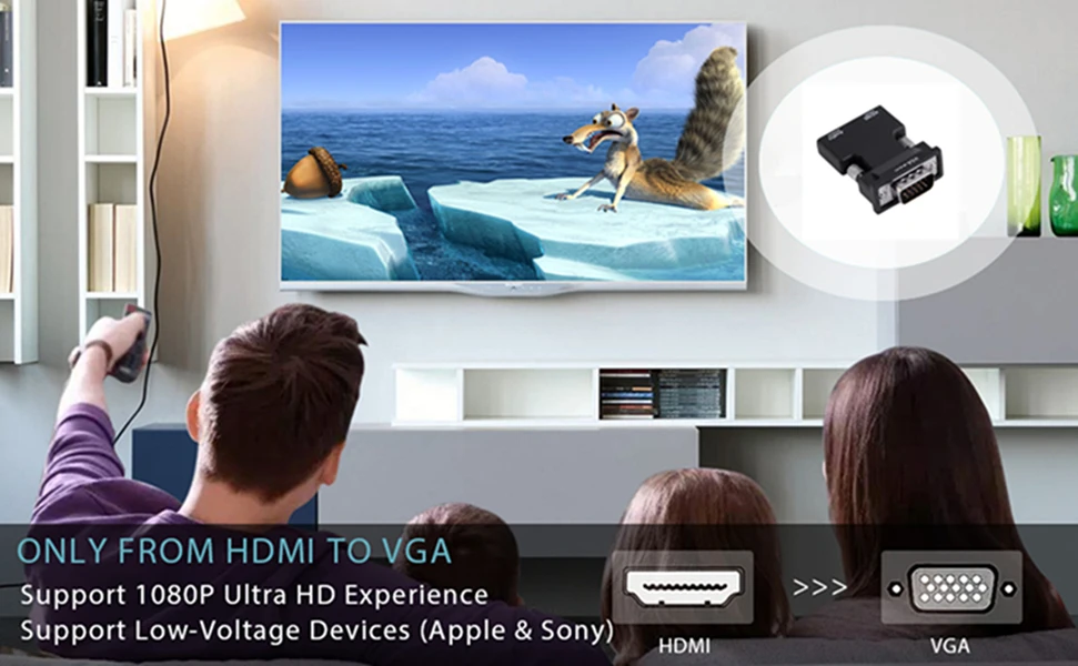 HDMI Female to VGA Male Converter+Audio Adapter 1080P HDMI to VGA Converter with Audio Output Cable - ANKUX.COM