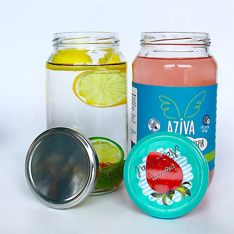 

500ml 1L Hot selling clear round large tomato sauce canning glass food jars with lid