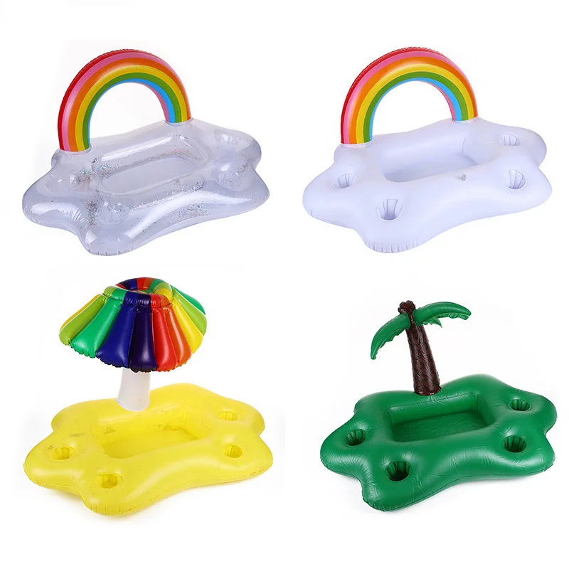 

Pool Float Party Accessories Floating Beverage Salad Fruit Serving Bar Inflatable Rainbow Cloud Drink Holder, Multiple