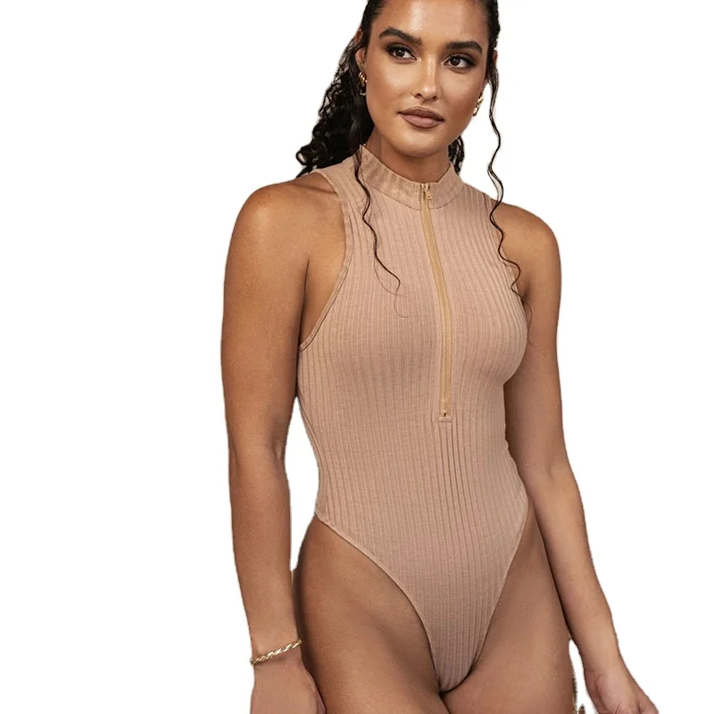 

2021 Sexy slim zipper jumpsuit in pure color for women's wear, Customized color