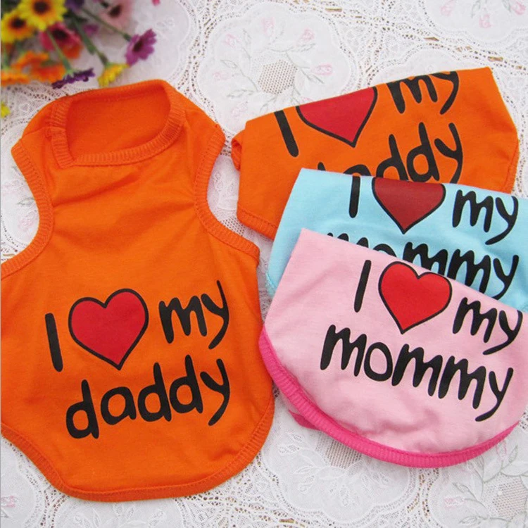 

Wholesale Hot Selling Pet Clothes " I love mommy and daddy " pet summer T shirt dog vest, Show as the picture