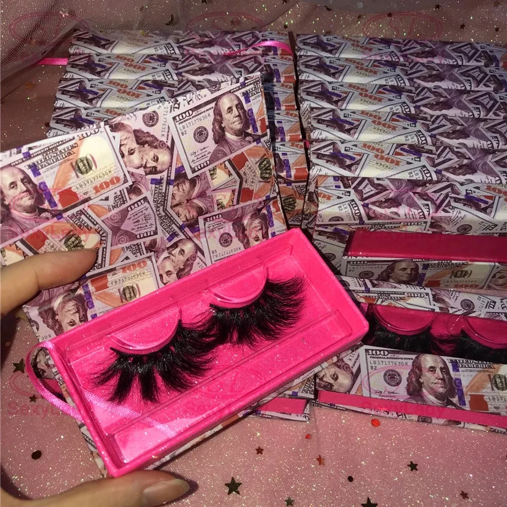 

Lashes vendors pink money eyelash boxes long 8d 25mm mink eyelash in bulk