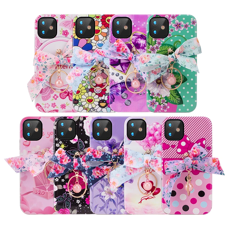 

fashion style Girl cloth bow tie design colorful pattern pc tpu bumper phone case for iphone 11 case luxury