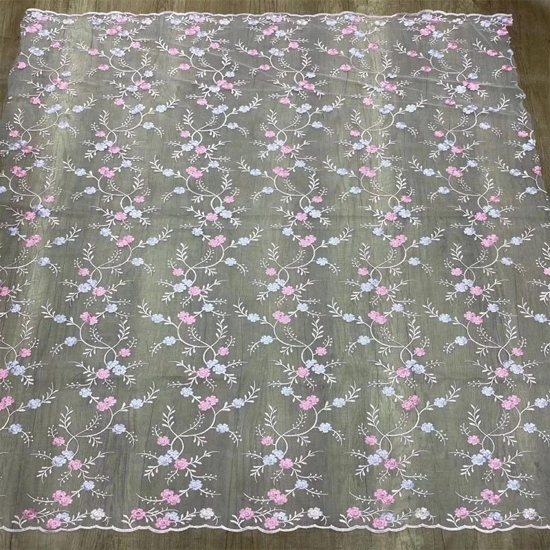 

Fashion small flower embroidered mesh lace fabric for clothing, Accept customized color