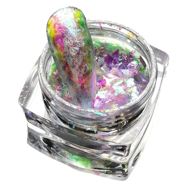 

Nails crystal glitter super brightness chameleon pigment transparent rainbow irregular nail pigment aurora flake chameleon