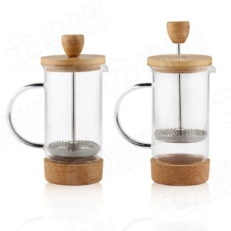 Unique Design Portable French Press Coffee Maker With Bamboo Lid And