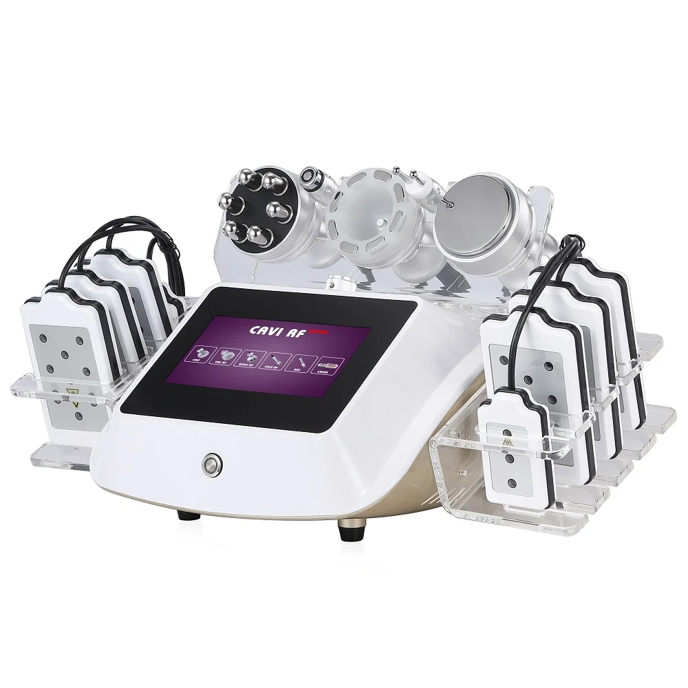 

Non invasive 40k 8 laser pads liposuction 6 in 1 face rf handles cavitation slimming machine