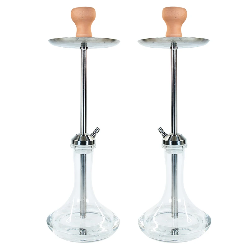 

UKETA Wholesale Smoking Accessories Silver Stainless Steel Glass Shisha Hookah Set