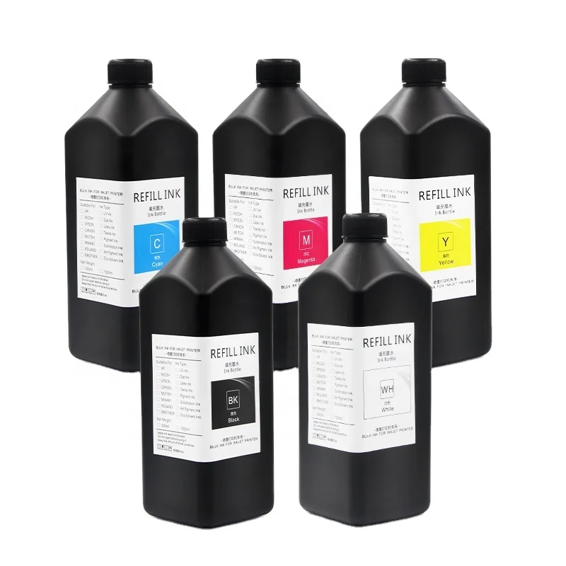 Ocbestjet Universal Offset PVC Embossed Effect Soft LED UV Inkjet Printing Ink for Epson DX5 DX7 XP600 TX800 Flatbed Printers