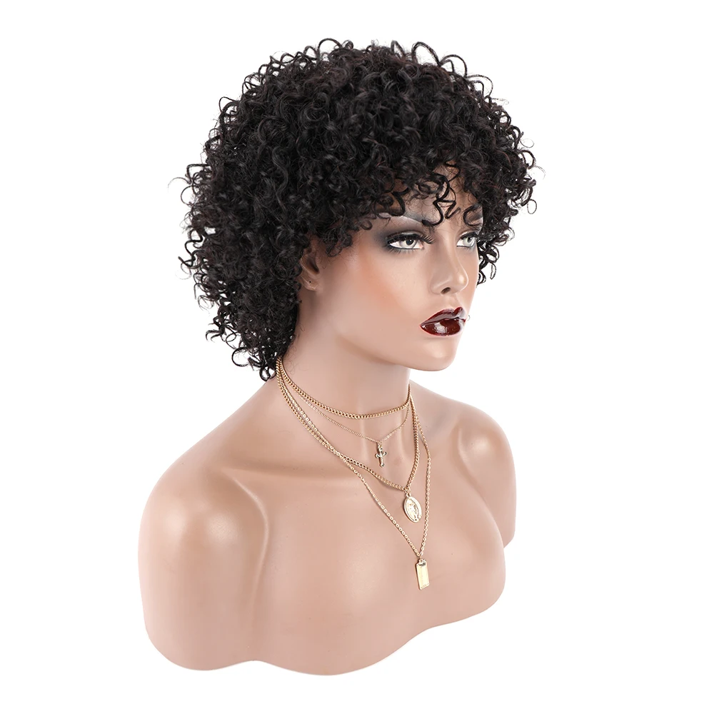 

Short Pixie Wigs Human Hair for Black Women Pixie Cut Short Wigs with Bangs Side Part Short Wigs Without Lace