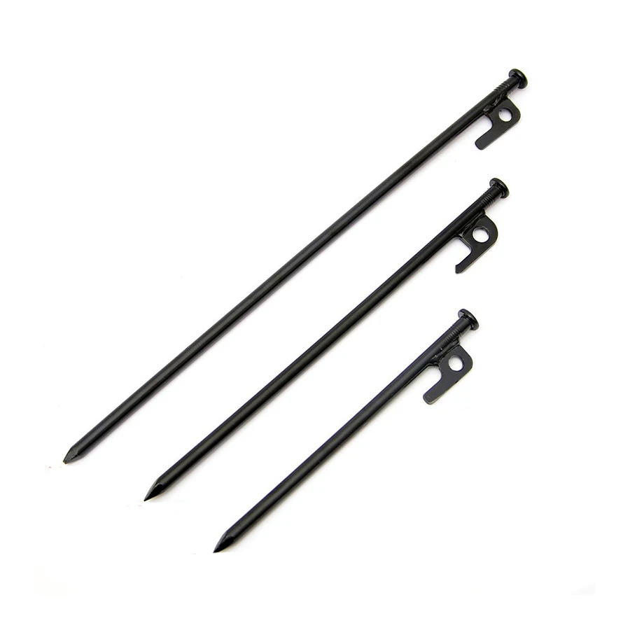 

Galvanized Rust Resistant Solid Steel String and Tent Pegs Stakes Perfect for Outdoor Camping Tents With Staight Line, Black