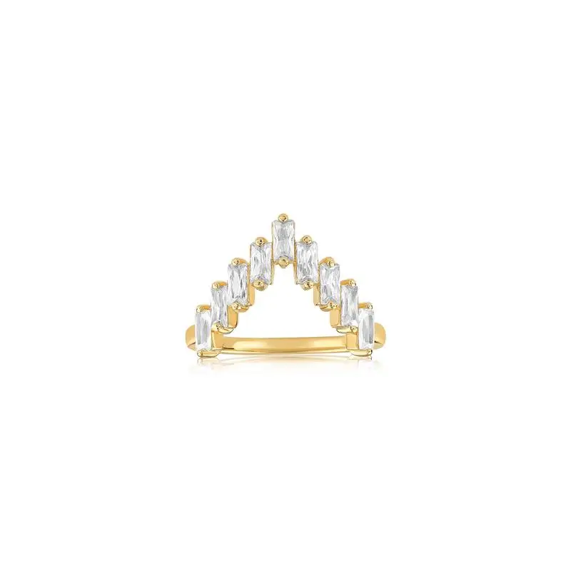 

2021 new trend women custom Boho jewelry S925 sterling silver plated 18k gold inlaid with zirconia Baguette Stones Arrow rings