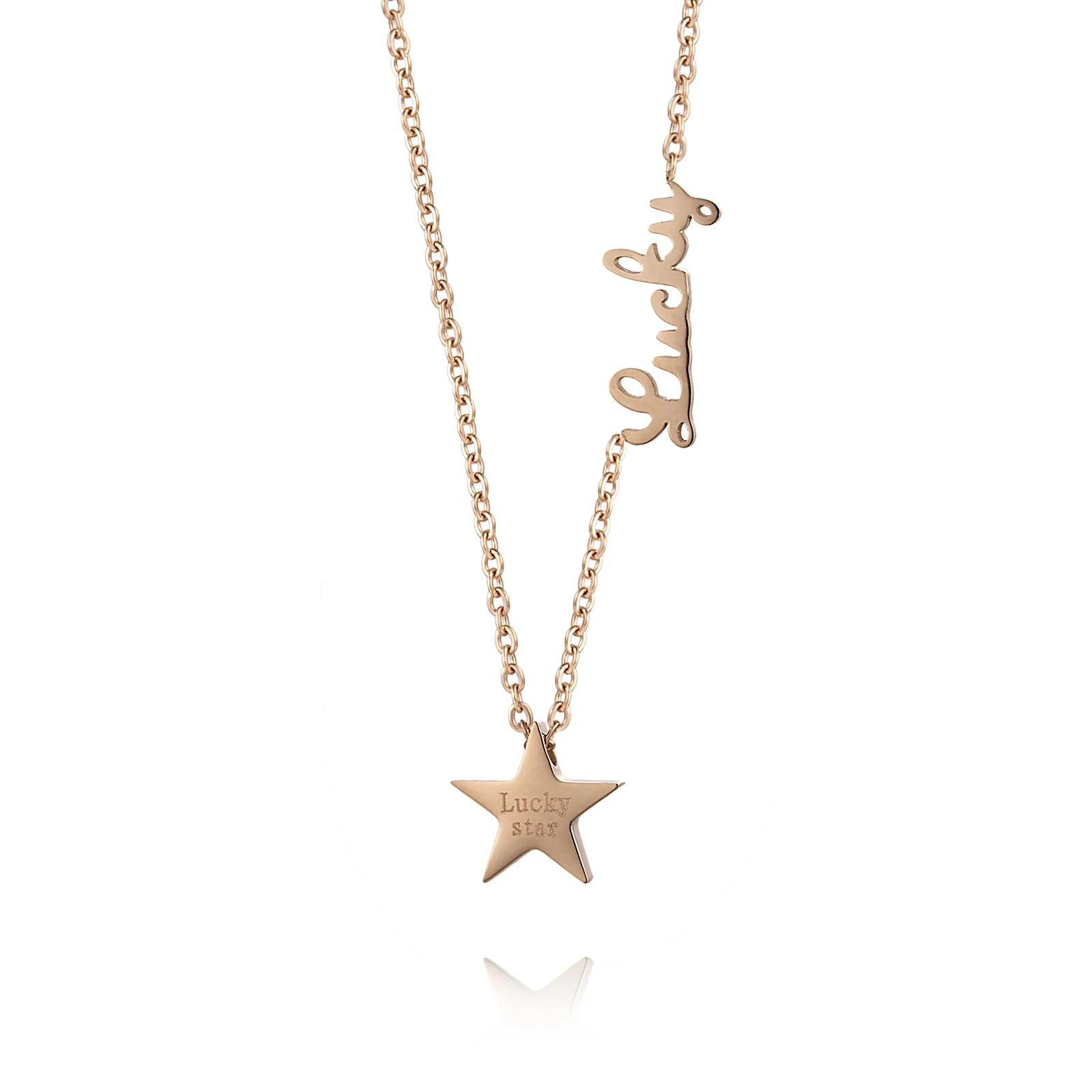 

Trendy Exquisite Stainless Steel Rose Gold Plated Star Fashion Women Lucky Star Pendant Necklace