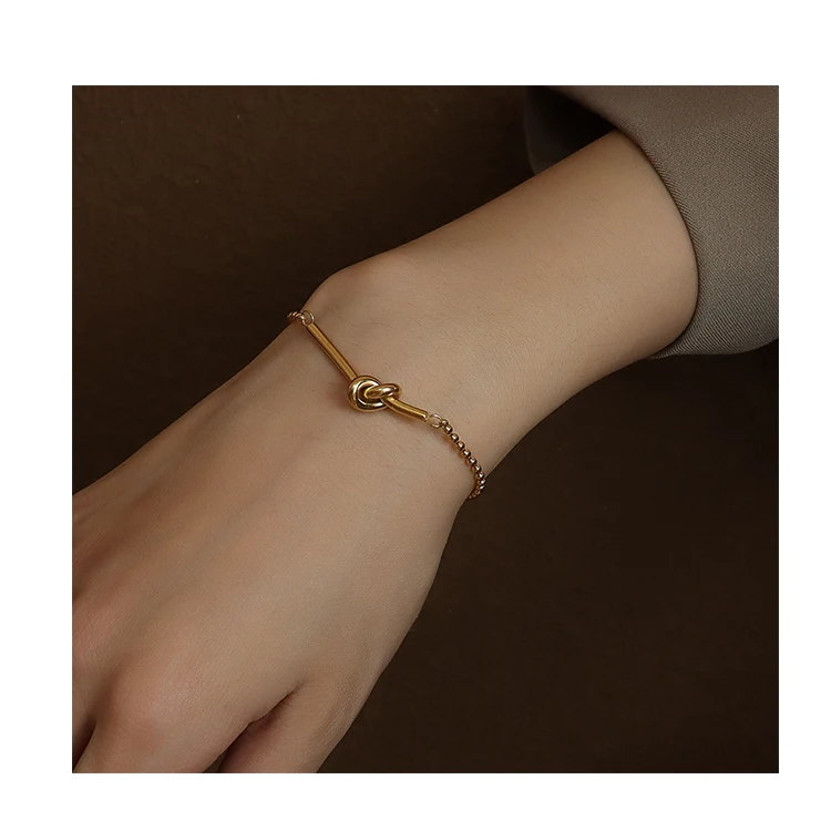 

Trendy personalized simple heart tie Women gold plated charm bangle bracelet women