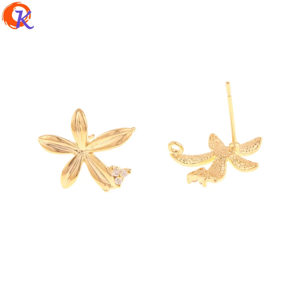 

Jewelry Accessories Cordial Design 30Pcs 14*14MM Jewelry Accessories Hand Made DIY Making Genuine Gold Plating Flower Shape CZ