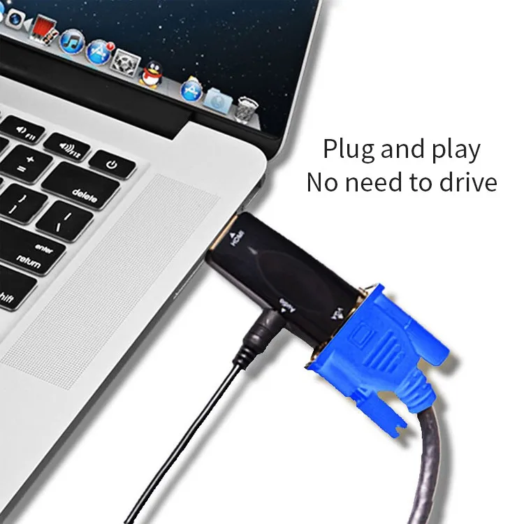 Hot sell 1080p hd to vga female video converter adapter with 3.5 audio adapter
