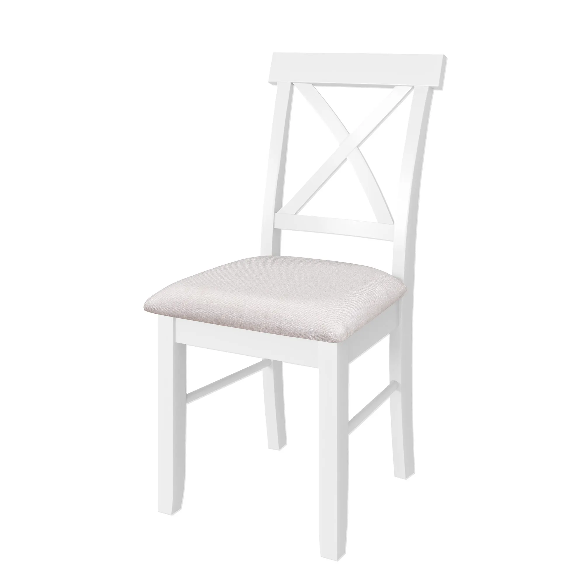 

America Overseas Warehouse Dropshipping 2 Pieces Modern Style Design Top Quality Garden Stackable X Cross Back Wood Dining Chair, Beige+white