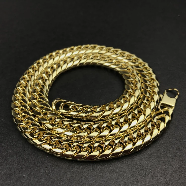 

High Quality Hip Hop Double Row Circular 18k Gold Chain Necklace for Men