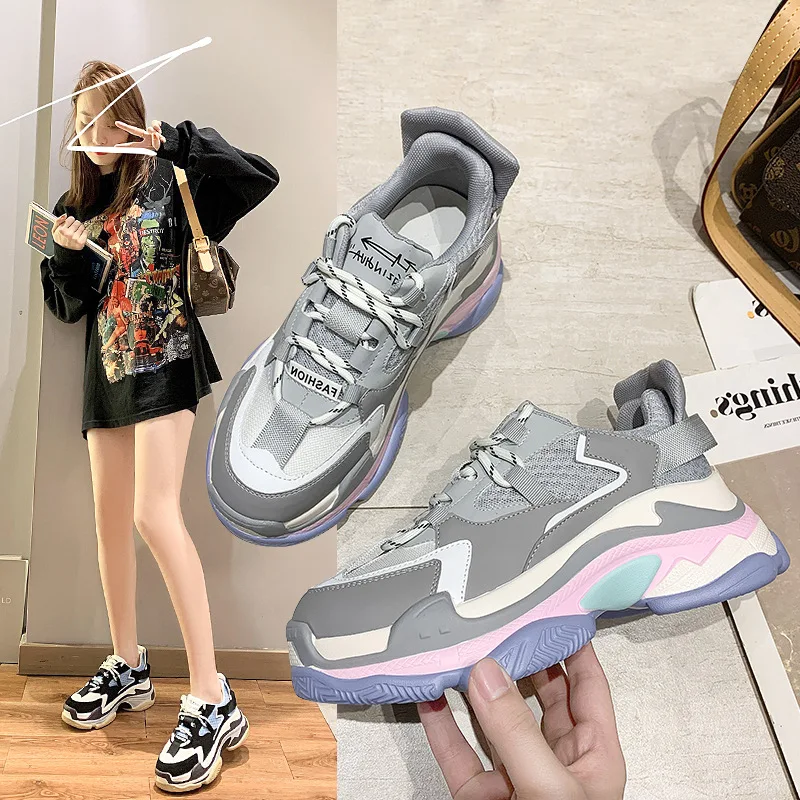 

Air Sport Shoes 2021 Summer In Womens Fashion Sneakers Lace Up New Design Patchwork Shoes Platform Low Top Casual Shoes Sneakers