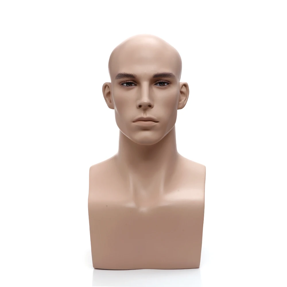 

H1114 Male head mannequin fiberglass shoulder head realistic man mannequin