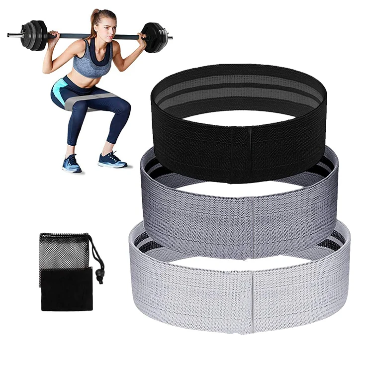 

3 pack Booty Band Set Non Slip Elastic Exercise Bands Hip Loop Workout Fitness Fabric Resistance Bands, As picture