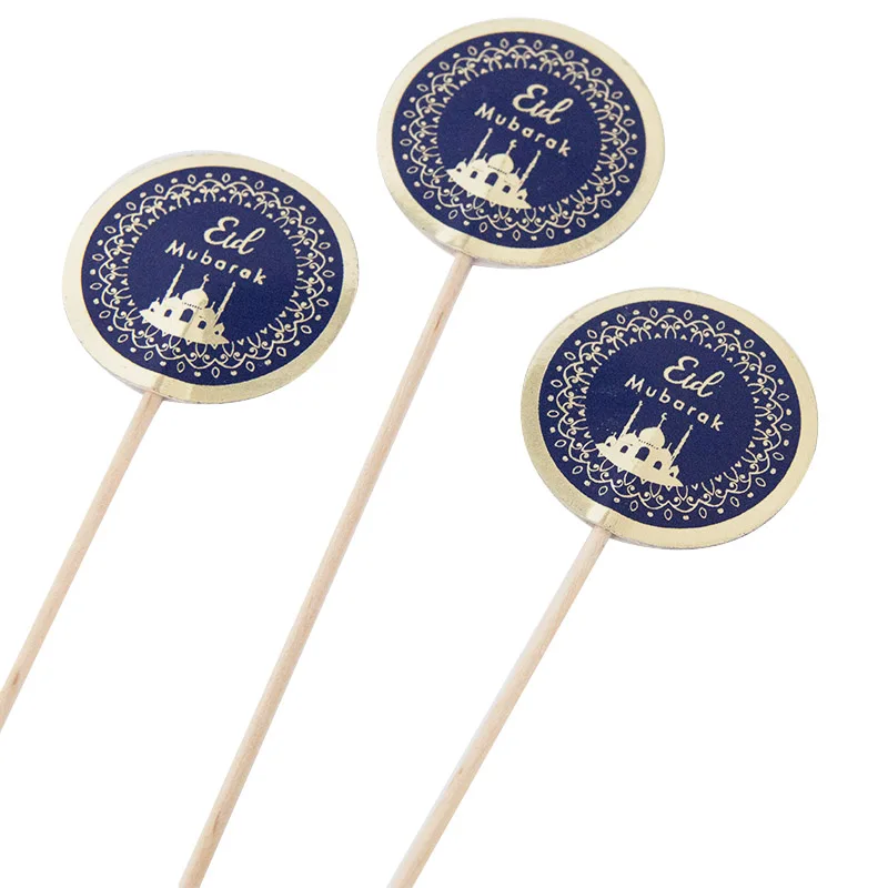 902277 8pcs 12cm Blue Picks Environmental Friendly Peg Wood Cardboard Ramadan Festival Decoration Eid Supplies