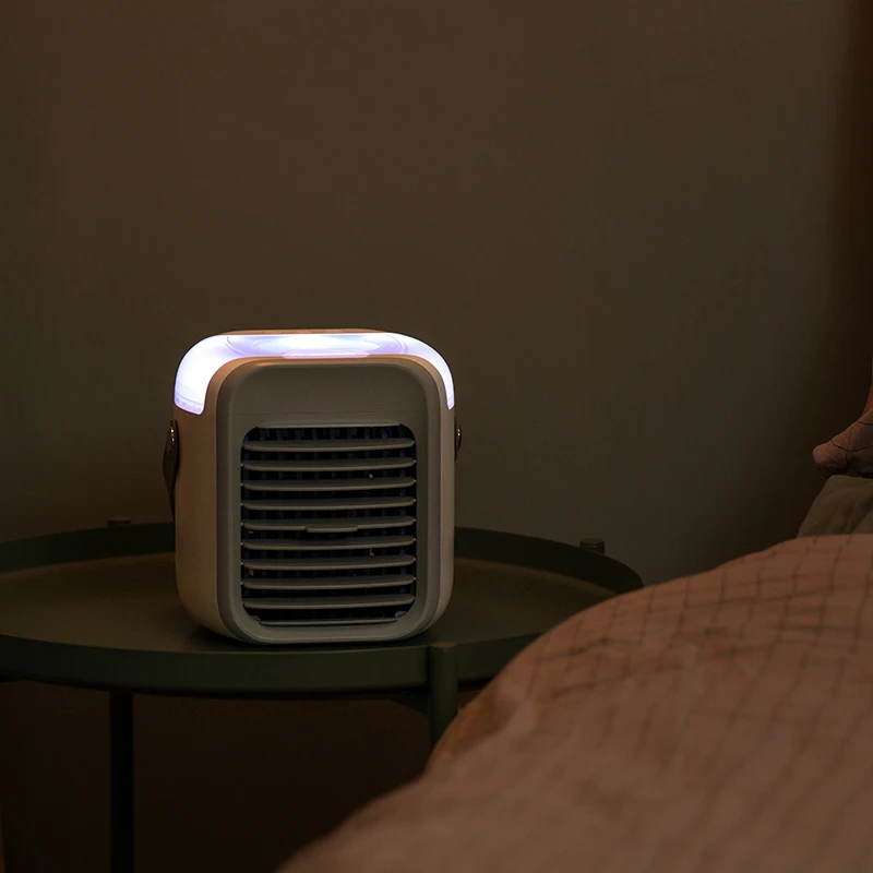 
2000 mAh colorful night light personal table air conditioner fan portable mini air cooler with PU belt 