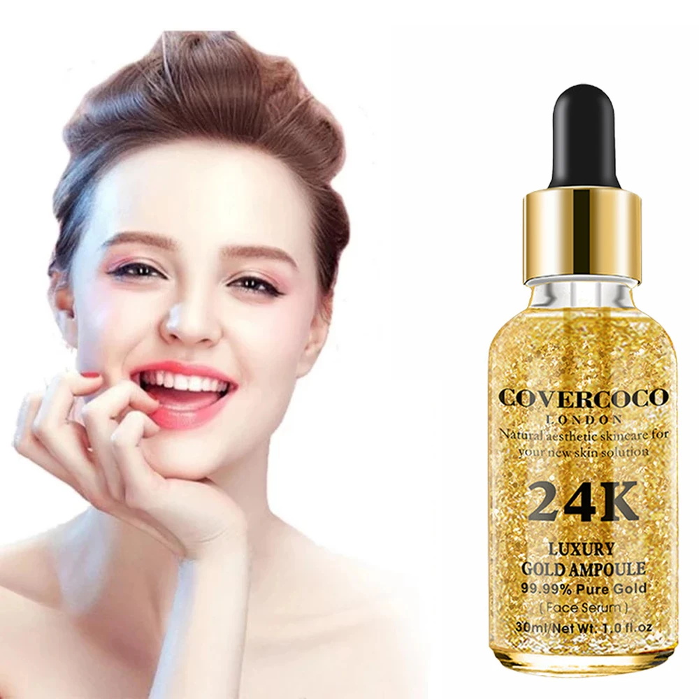 

24K gold serum essence 30ml moisturizing brightening skin tone shrink pores original liquid