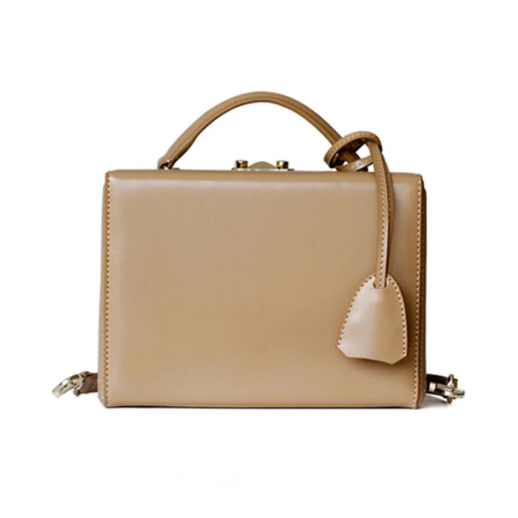 

High quality woman genuine leather box shaped handbags fashion ladies crossbody bags manufacturer