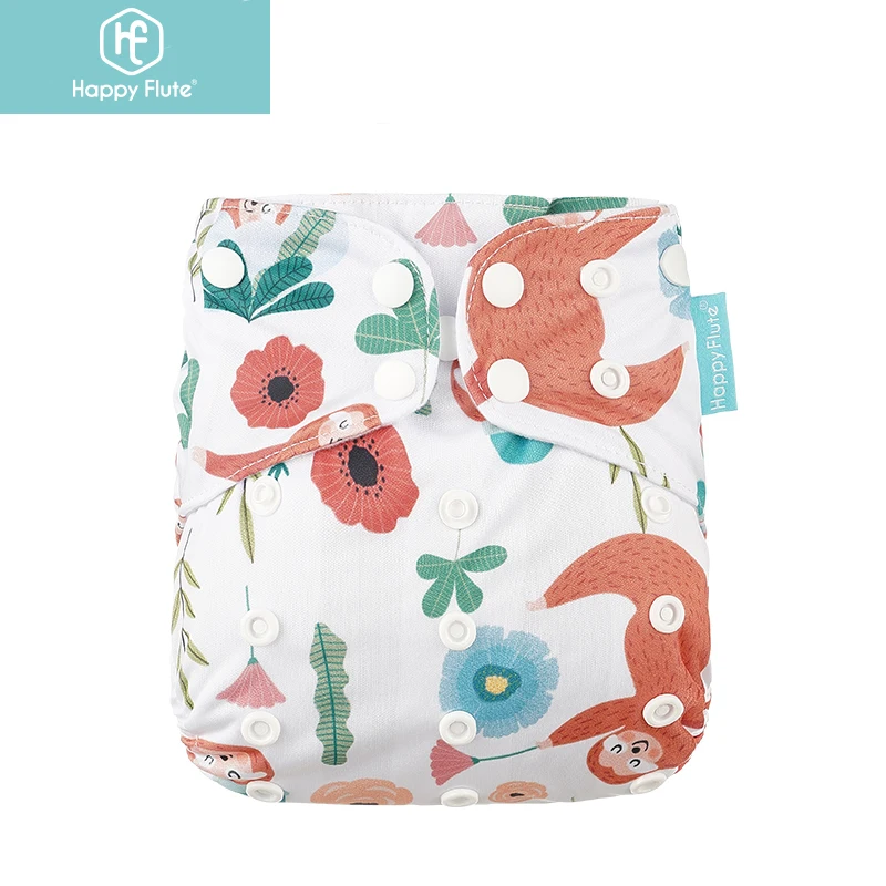 

Happyflute snaps reusable cloth diapers suede lining baby nappies bamboo diaper bamboo double gusset for boys and girl