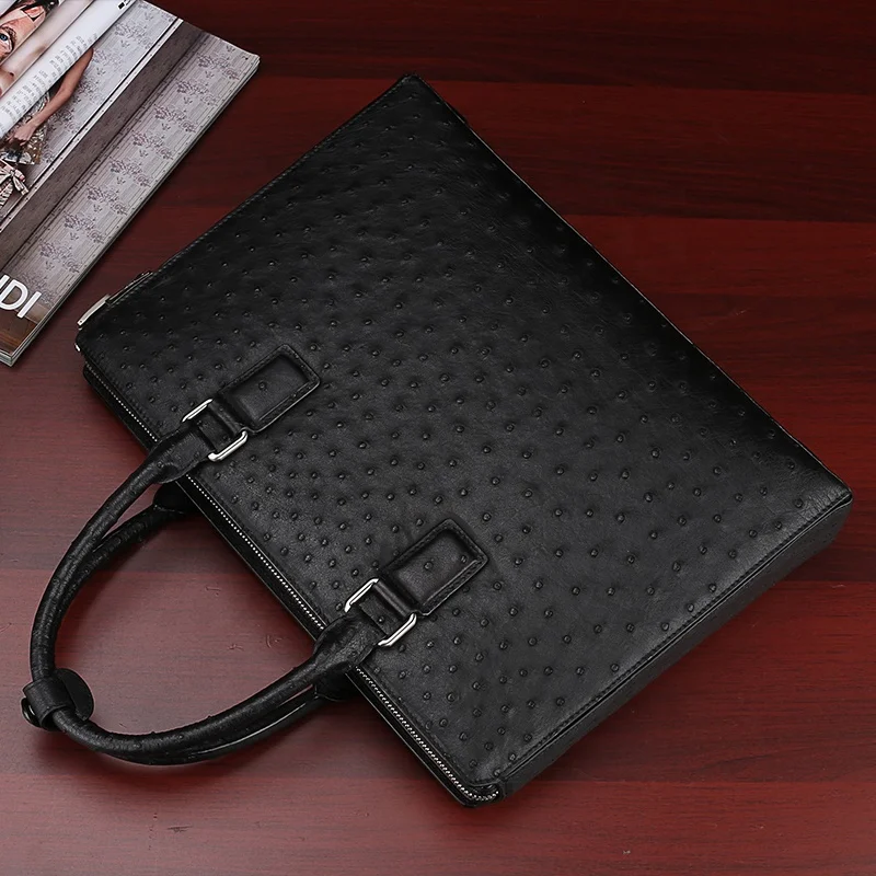 

Ostrich leather anti-theft briefcase briefcase with lock genuine leather briefcase for men