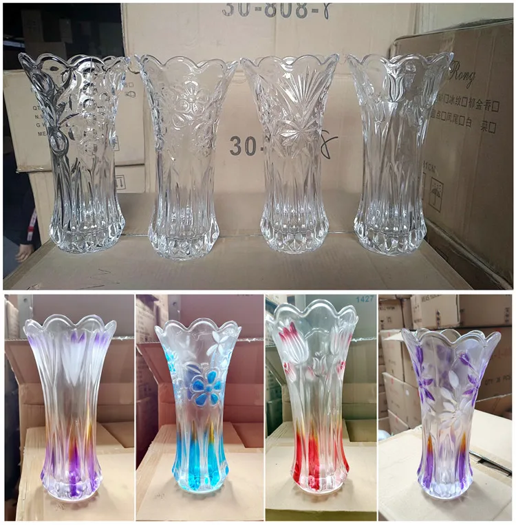 Classic Trophy Floreros Decorative Beaded Crystal Colored Glass Vases