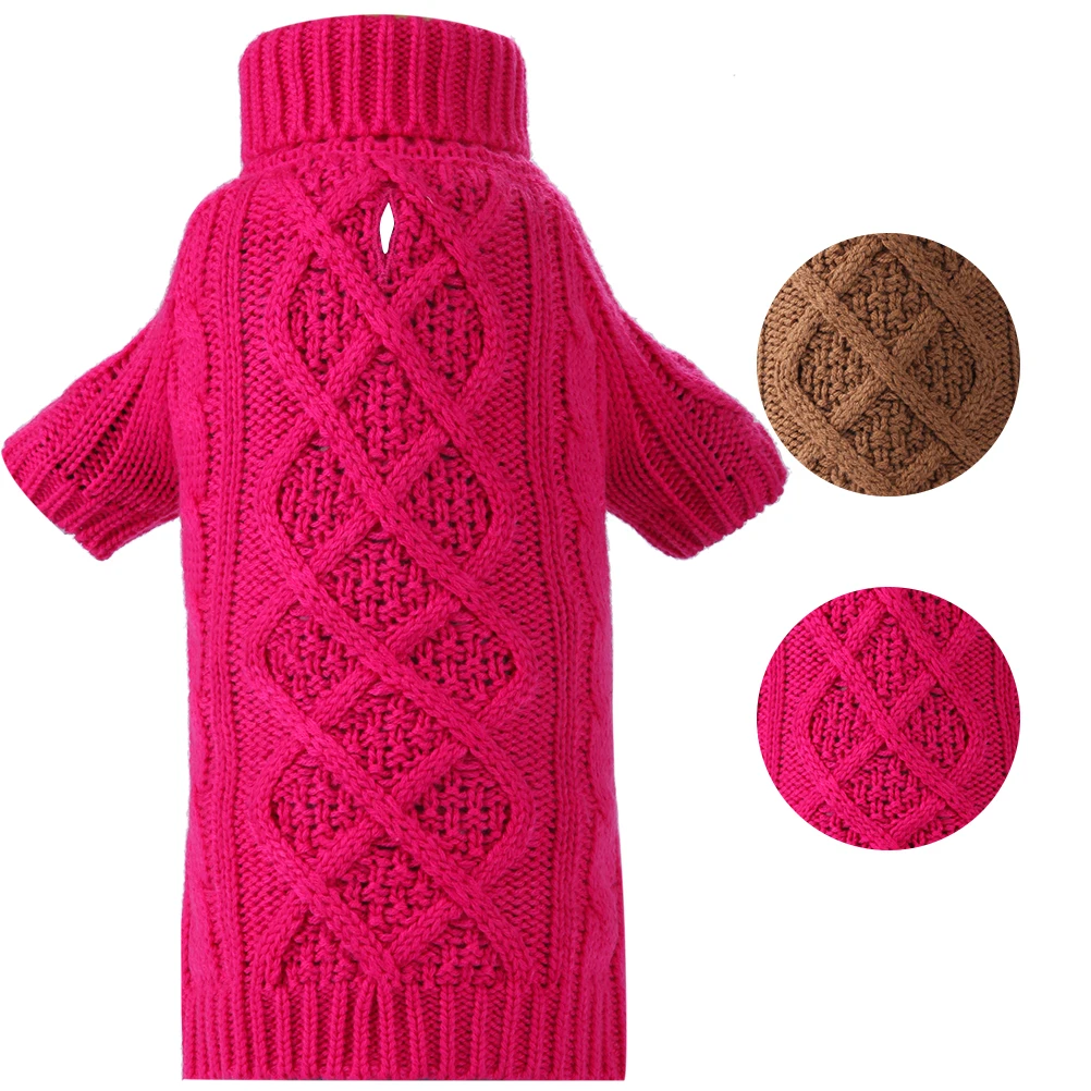 

Wholesale Comfortable Acrylic Grid Pet Dog Knit Sweater Warm Dog Hoodie Clothes Winter, Pink,buff,