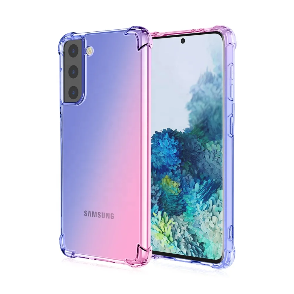 

Gradient Phone Case Soft TPU Four Corner Protection Anti-drop Mobile Phone Back Cover for Samsung Galaxy S30/S21 S21 Plus, Multi colors