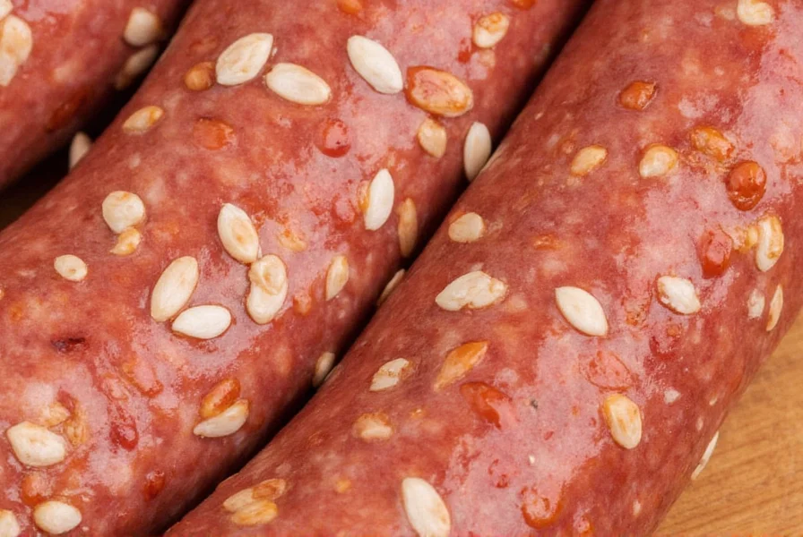 Mixing seeds into ground meat for sausage