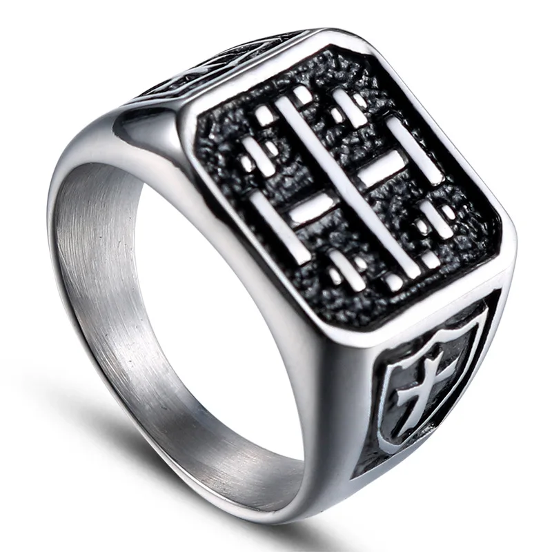 

HY121 European and American fashion punk cross titanium steel ring personality retro men's stainless steel ring