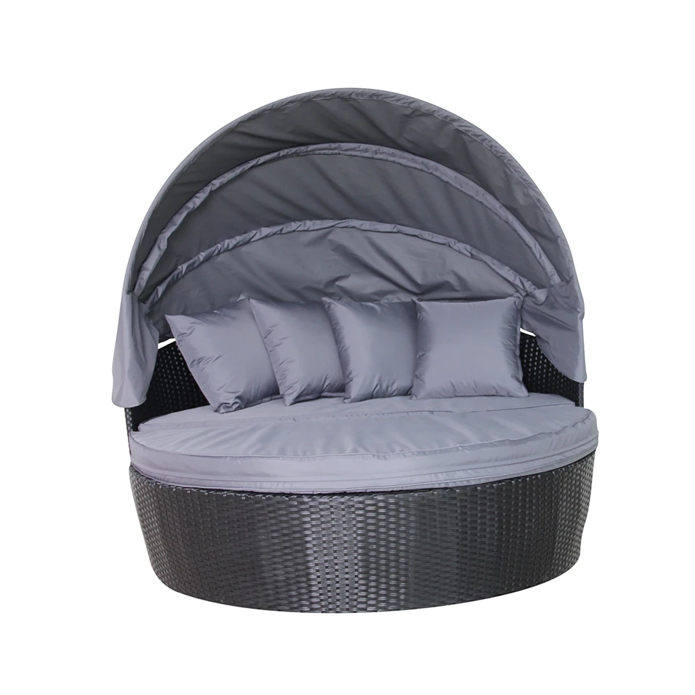 Hot Sale Outdoor Daybed With Canopy Patio Furniture Beach Sun Bed Round